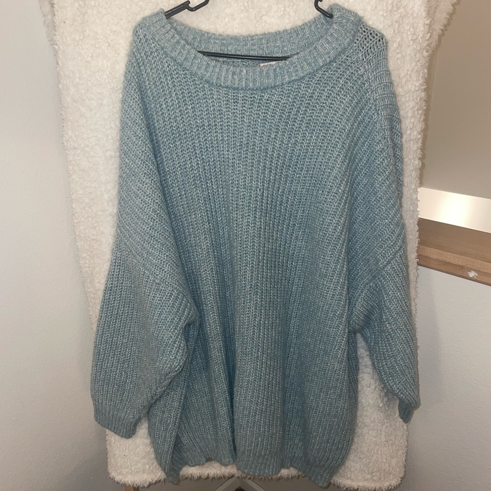 SO brand oversized soft sweater aqua blue 3X